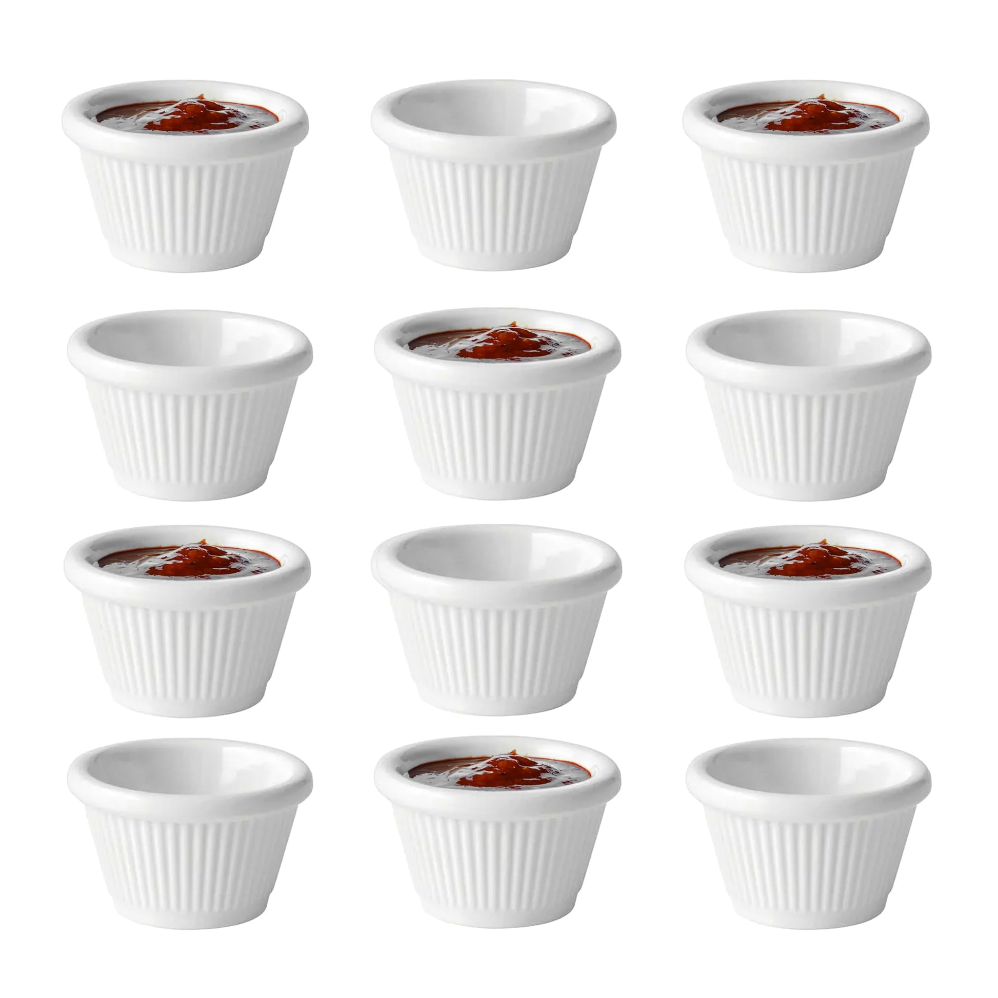 Chabrias Pack of 12 Fluted Traditional Melamine Ramekins Condiment Pots, Sauce Ramekins, Dip Bowls, Tough Plastic Sauce Pots, Made in England - Premium Kitchen from Chabrias Ltd - Just £8.49! Shop now at Chabrias Ltd