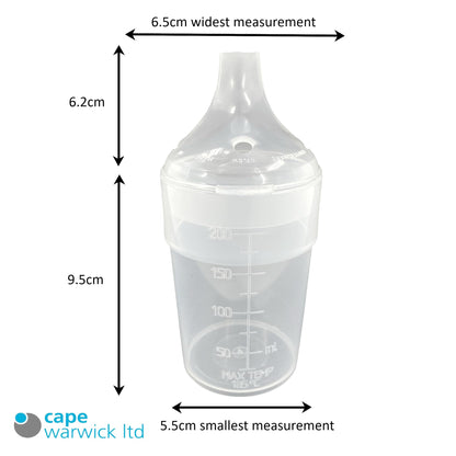 Chabrias Ltd 2 Pack Clear, Wide Spout, Feeding Beakers 200ml with Graduated Measurements in ML and Max Temperature, Spill-Proof, Dishwasher and Microwave Safe, Care Homes, Carers, Reusable UK Made - Premium Kitchen from Chabrias Ltd - Just £8.54! Shop now at Chabrias Ltd