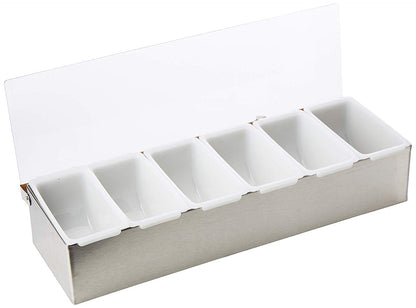 Condiment Dispenser 6 Compartment Chrome | Back Bar Condiment Holder, 6 Pot Dispenser - Ideal for Dispensing Cocktail Garnishes & Ingredients - Premium BISS from Tablecraft - Just £23.28! Shop now at Chabrias Ltd