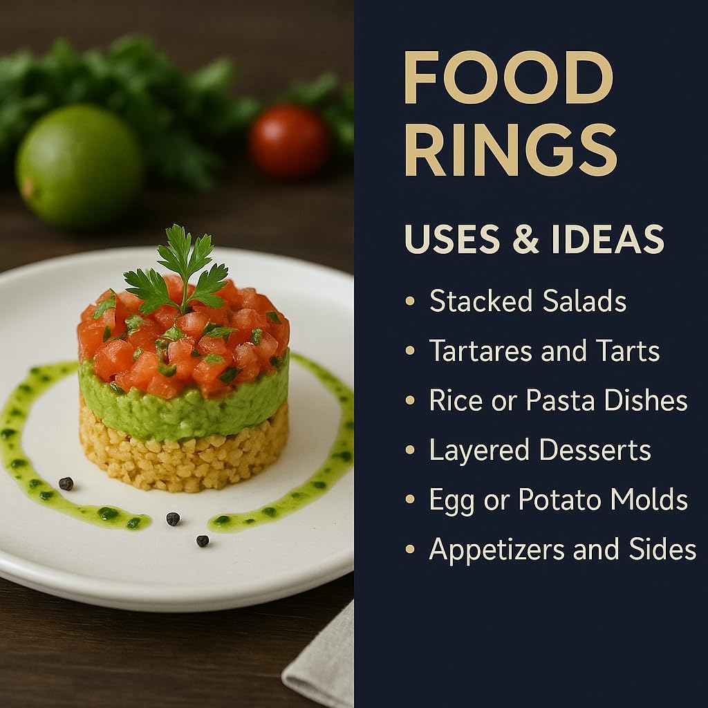 Food Presentation Rings Set of 4 - Stainless Steel Mousse & Cake Rings (70 x 35mm)