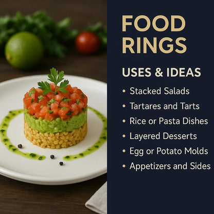 Food Presentation Rings Set of 4 - Stainless Steel Mousse & Cake Rings (70 x 35mm)
