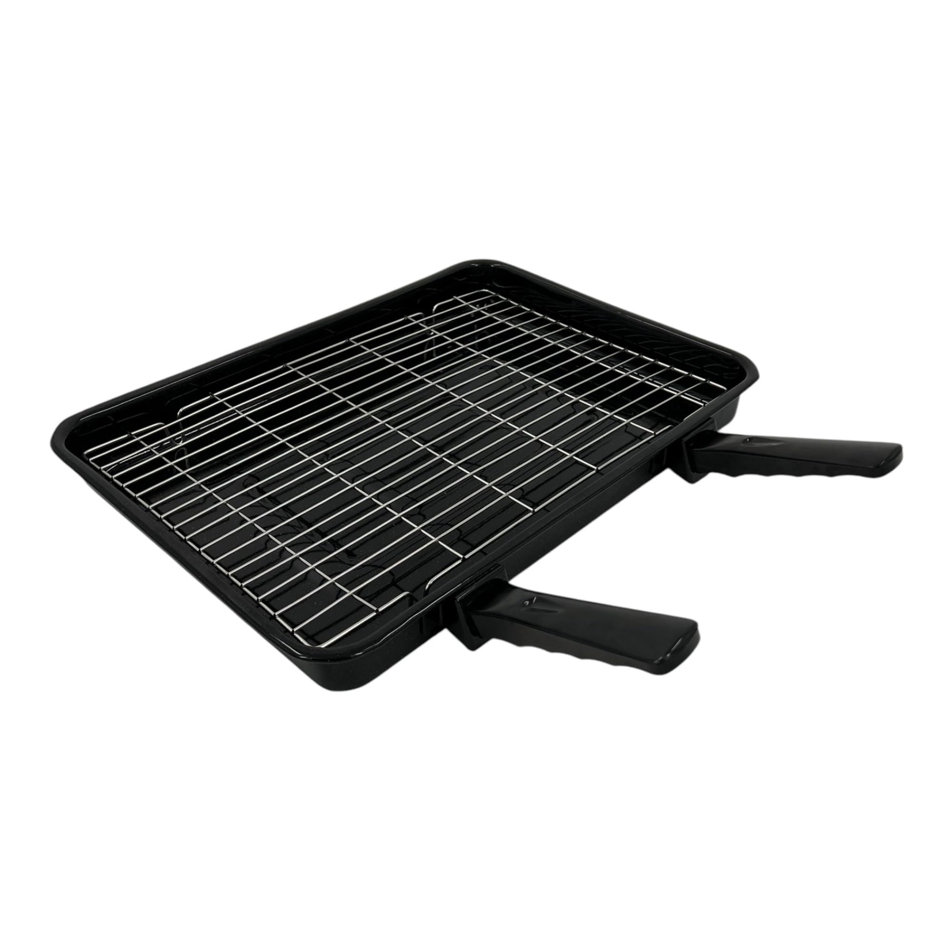 Vitreous Enamel Grill Pan & Handle, Wire Rack UK Made - Premium Kitchen from Samuel Groves - Just £23.99! Shop now at Chabrias Ltd