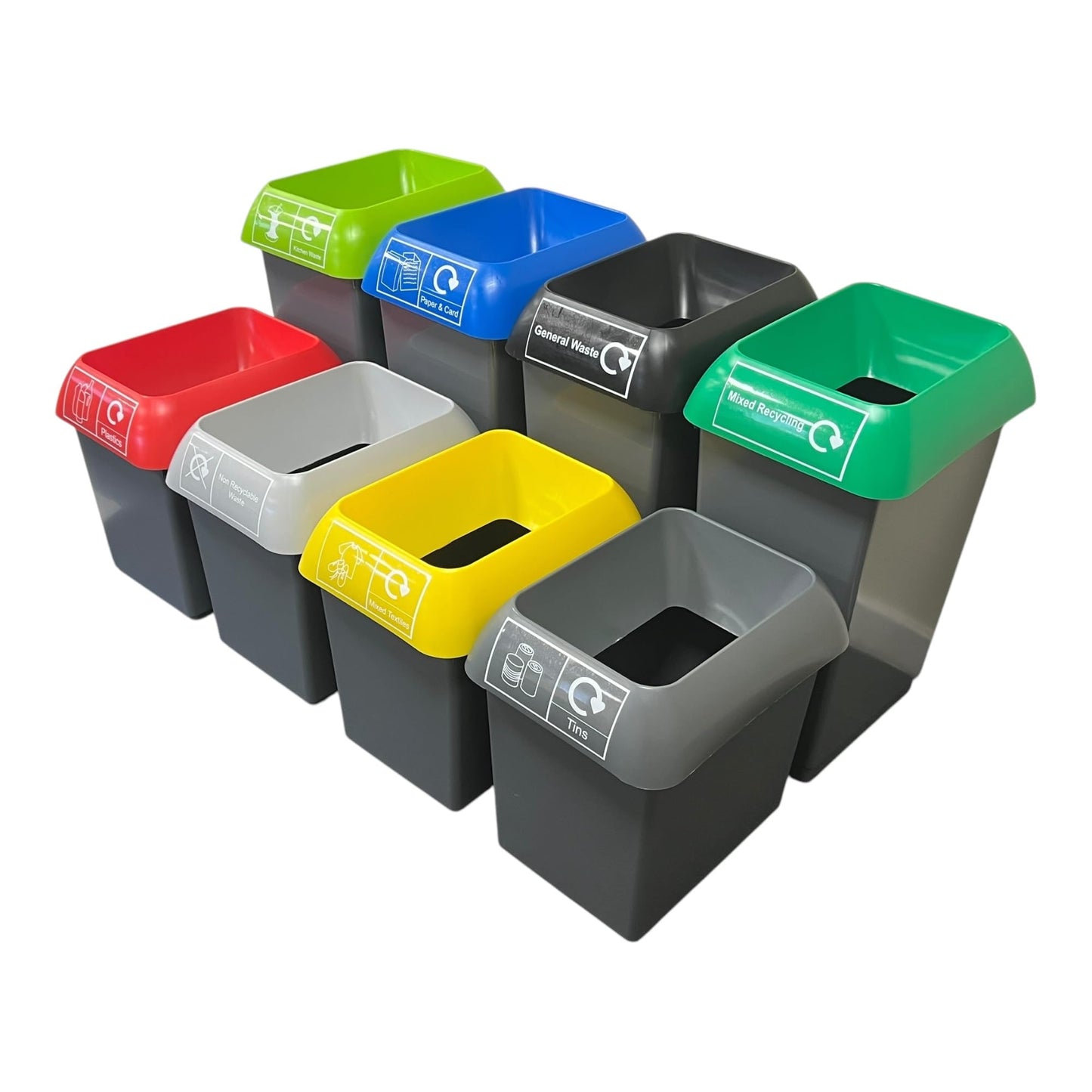 Set of 4, 50 Litre Recycling Bin with Lid & Stickers Included - Premium Bins from Chabrias Ltd - Just £92.99! Shop now at Chabrias Ltd