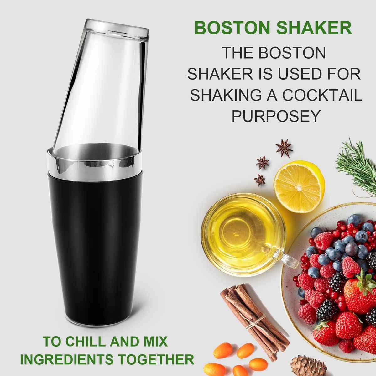 Vinyl Boston Cocktail Shaker Set, Black - Premium Home from Chabrias Ltd - Just £9.49! Shop now at Chabrias Ltd