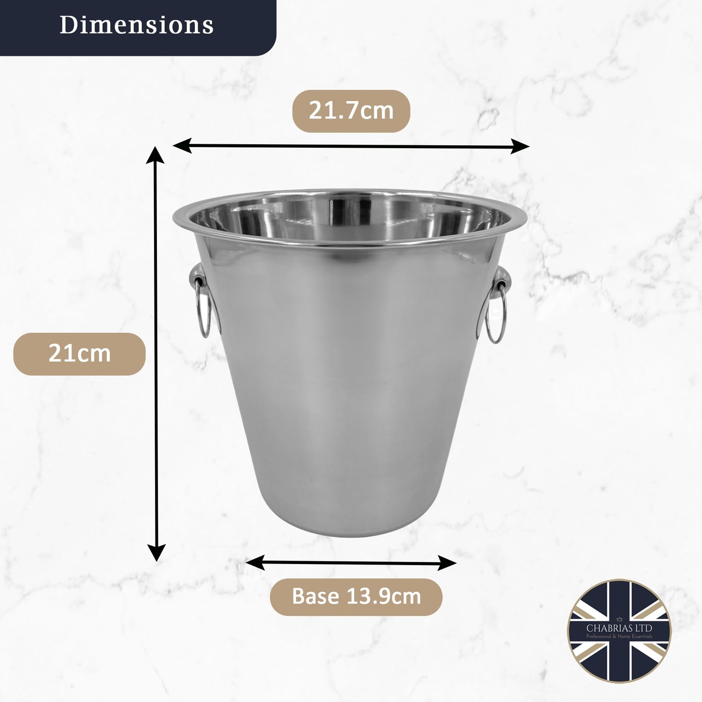 Chabrias Ltd Champagne Wine Ice Bucket, Ice Bucket, Champagne Bucket, Beer Cooler, Drinks Cooler, Wine Bucket, Ice Buckets, Wine Cooler Bucket, 5 Litre in High Polished Stainless Steel (5 Litre) - Premium Kitchen from Chabrias Ltd - Just £8.50! Shop now at Chabrias Ltd