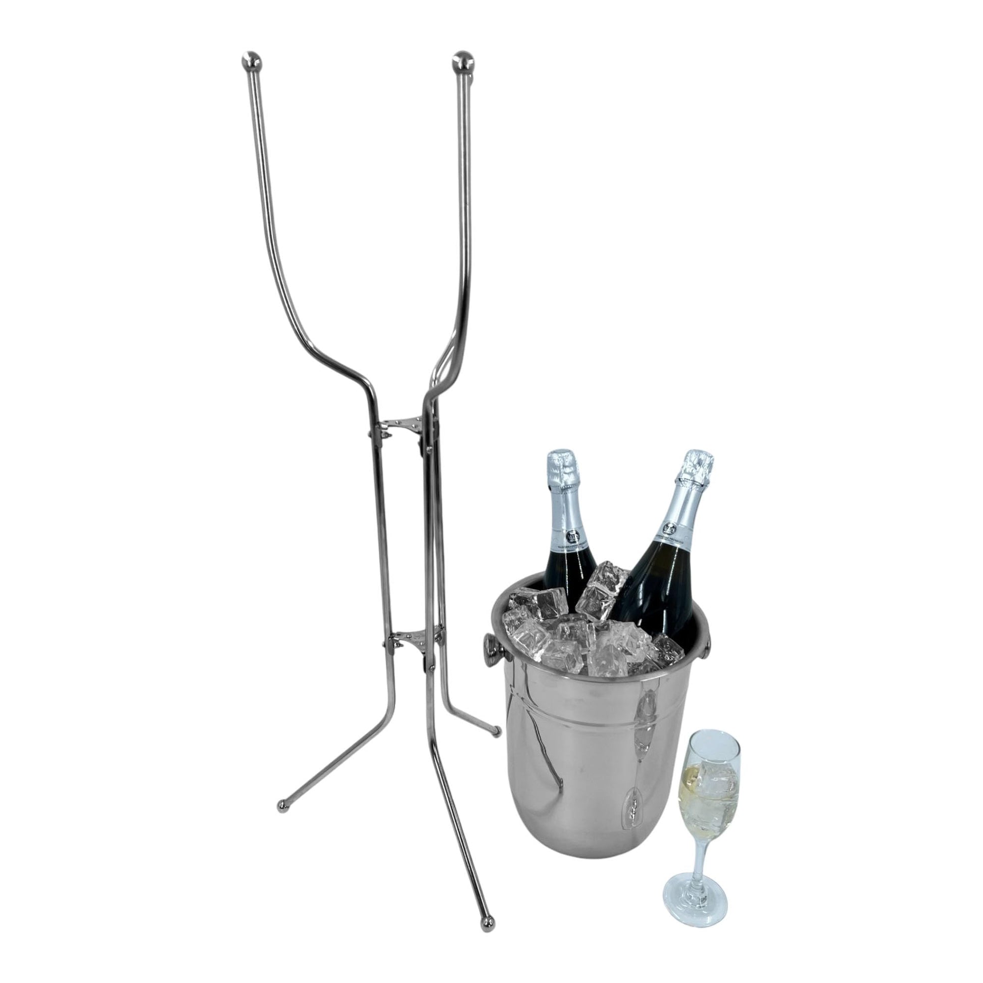 Premium Stainless Steel Wine & Champagne Ice Bucket, Ice Buckets, Ice Buckets for Parties, Set with Folding Stand, Drink Buckets for Parties, Champagne Cooler, Beer Bucket, Stainless Steel Bucket - Premium Home from Chabrias Ltd - Just £37.99! Shop now at Chabrias Ltd