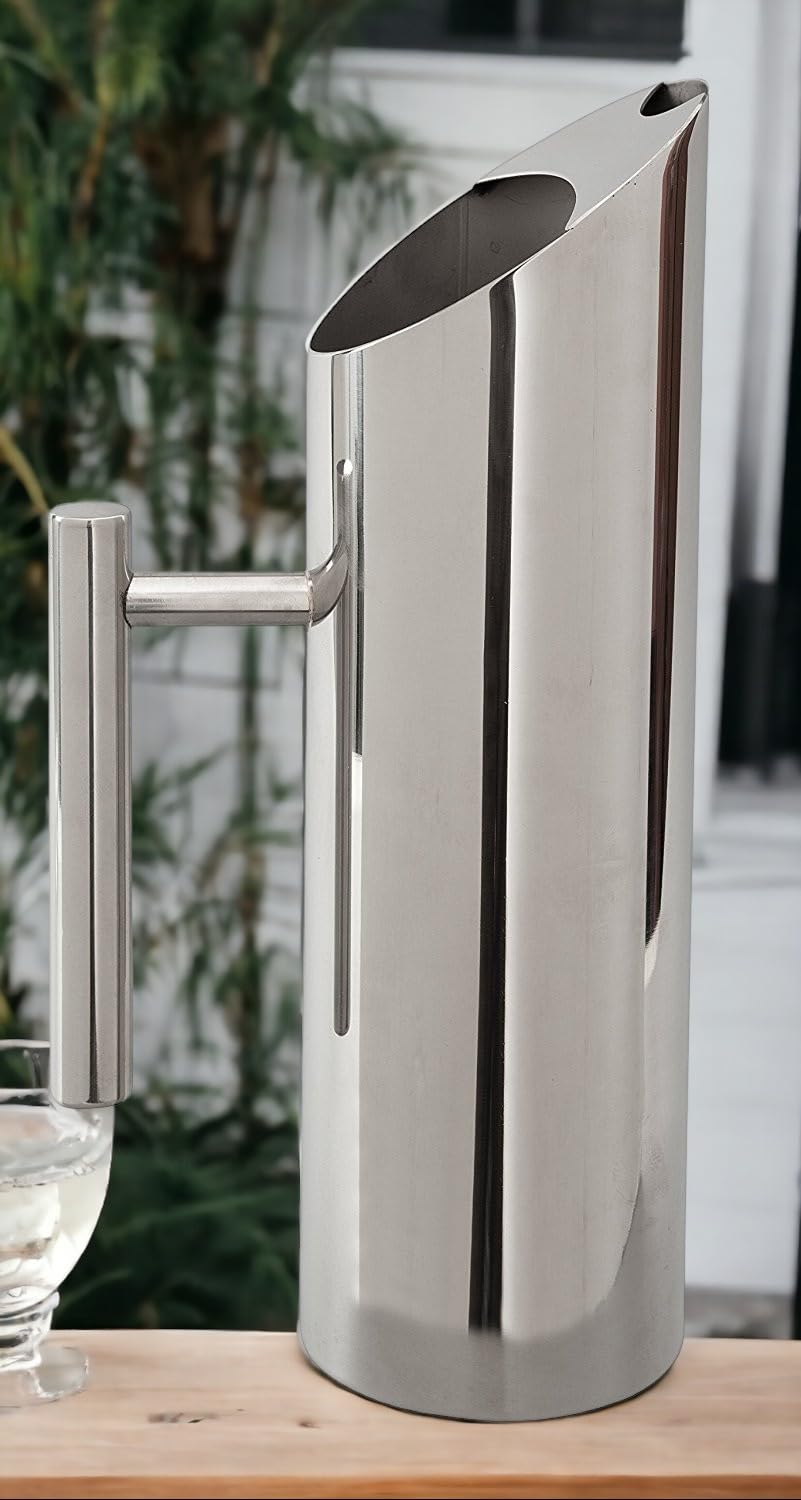 Stainless Steel Water Jug, 1.5L Capacity, Sleek Design, Durable Construction, Handle, Silver - Premium Kitchen from Chabrias Ltd - Just £17.09! Shop now at Chabrias Ltd