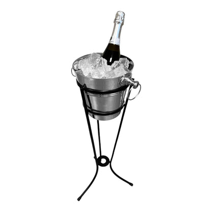 drinkstuff Aluminium Champagne Bucket 4 Litre with Wrought Iron Stand | Champagne Bottle Cooler - Premium Home from bar@drinkstuff - Just £47.49! Shop now at Chabrias Ltd