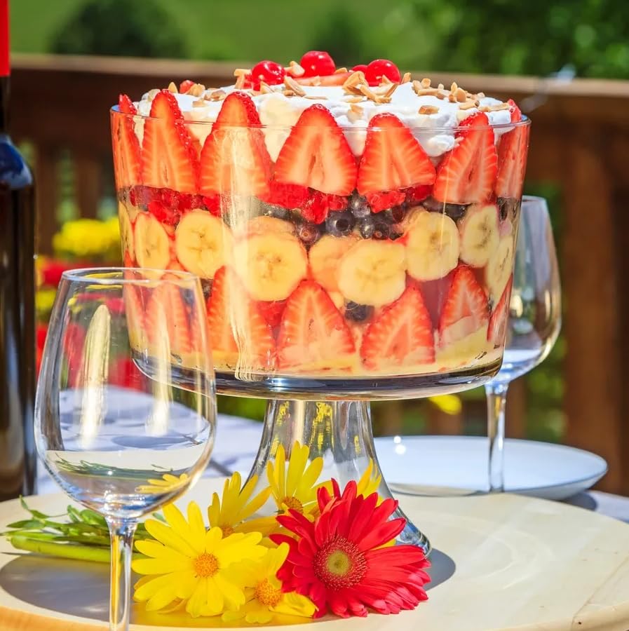 Chabrias Ltd Triffle Bowl Thick Glass Footed 2l, Desert Bowl, Centrepiece, Fruit Bowl, - Premium Kitchen from Chabrias Ltd - Just £24.99! Shop now at Chabrias Ltd