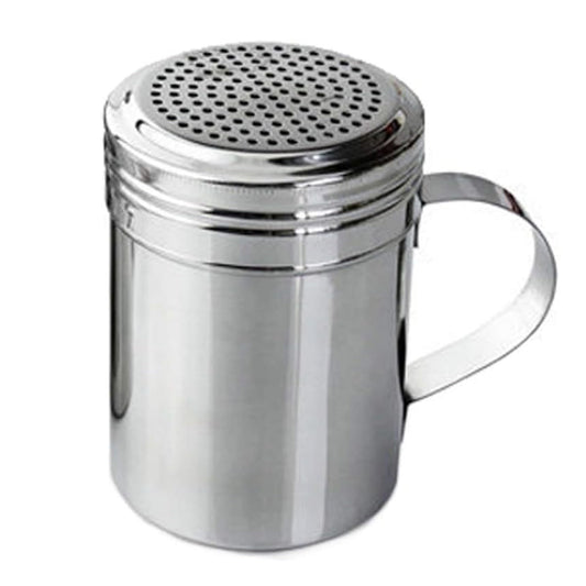 Stainless Steel 10oz Dredger Shaker with Handle - Ideal for Sugar, Salt, Icing Sugar, Flour, Chocolate, Cappuccino, Cocoa, Mince Pies, Pancakes - Premium Kitchen from U-Group Ltd - Just £5.60! Shop now at Chabrias Ltd