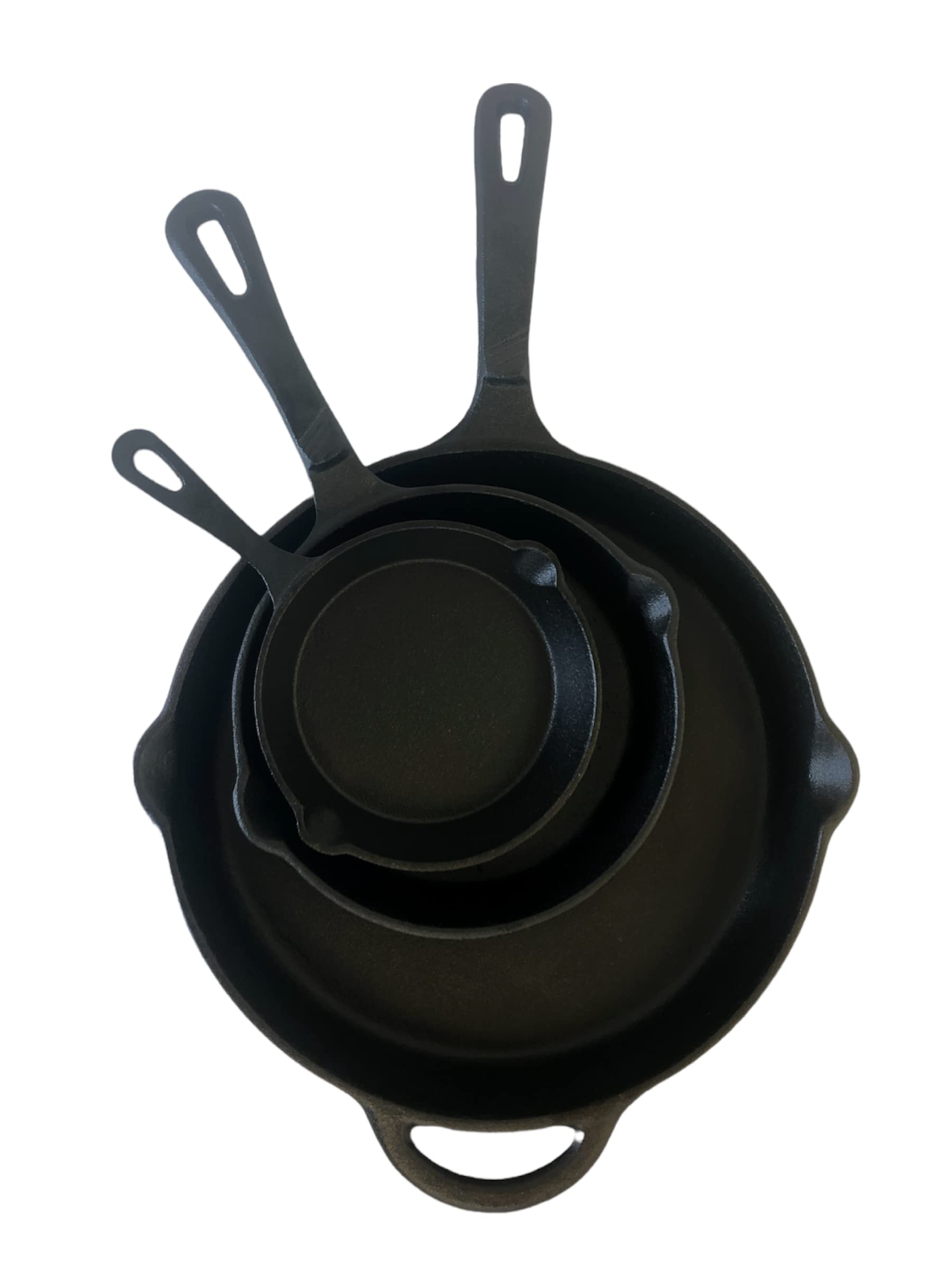 Chabrias 3 Pcs Cast Iron Cookware Set 12 Inch – 30.5cm, 8 Inch - 20.32cm and 6 Inch - 15.24cm Pre-Seasoned Skillet Frying Pans for Indoor and Outdoor– Safe Grill Skillet Pan Set - Premium Kitchen from Chabrias Ltd - Just £28.49! Shop now at Chabrias Ltd