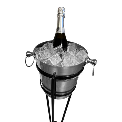 Chabrias Ltd Aluminium Champagne Bucket 4 Litre with Wrought Iron Stand | Stylish Bottle Cooler for Wine & Champagne, Ice Bucket, Champagne Cooler, Wine/Prosecco Bucket, Bottle Cooler - Premium Home from Chabrias Ltd - Just £42.74! Shop now at Chabrias Ltd