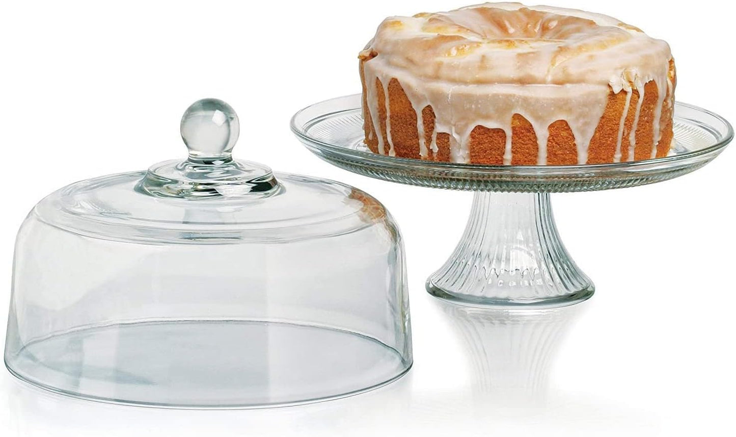 Canton Cake Stand with Dome Plateau with Bell Jar, 12" - Premium Glassware from Chabrias Ltd - Just £44.99! Shop now at Chabrias Ltd