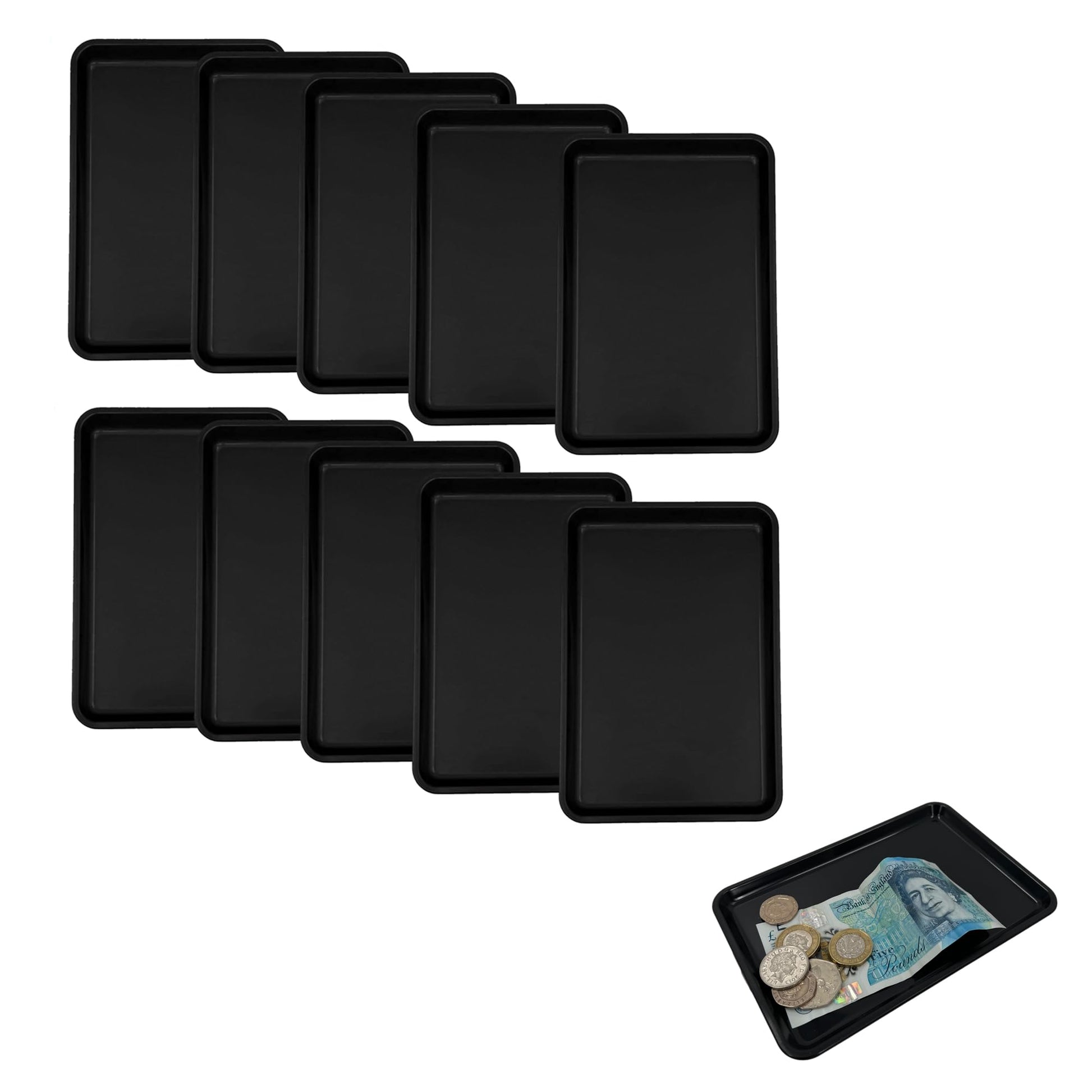 Chabrias Ltd Pack of 10 Plastic Rectangle Tip Trays - Professional Bill Presenter for Bars, Restaurants, and Hotels - Premium Home from Chabrias Ltd - Just £12.34! Shop now at Chabrias Ltd