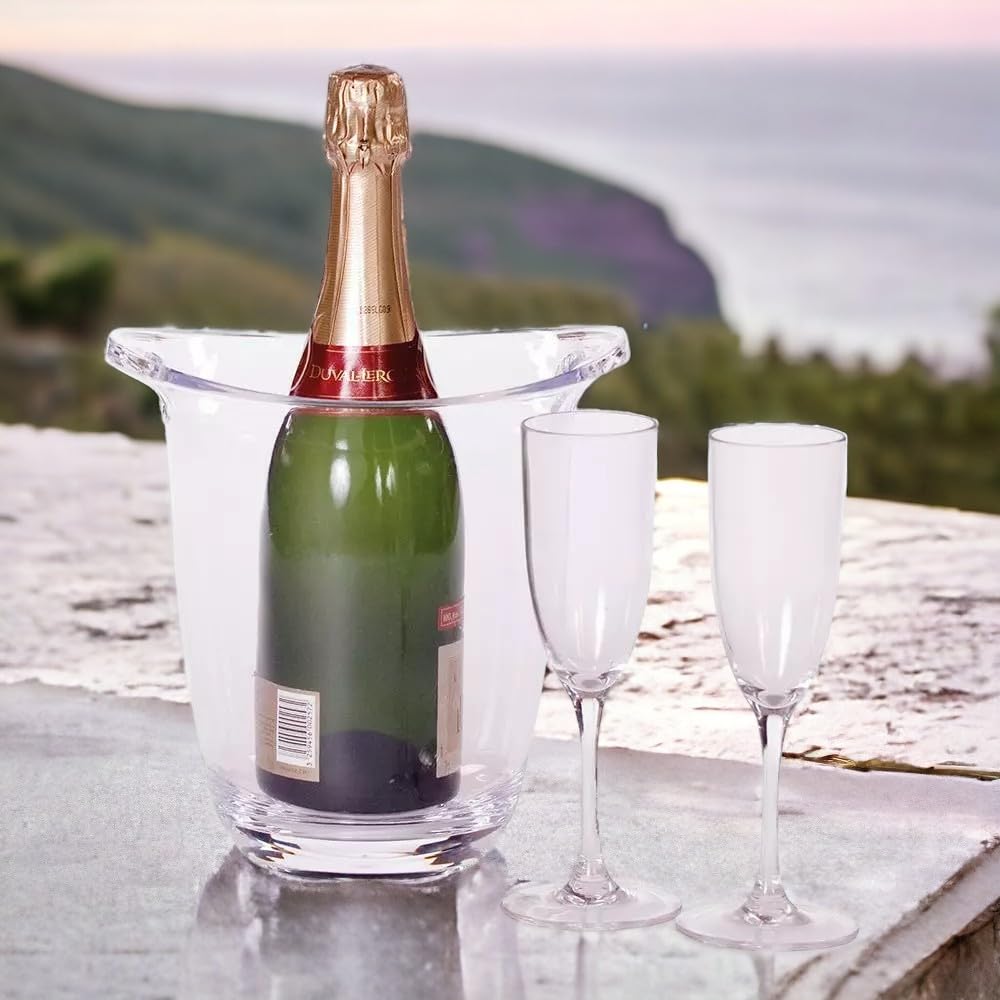 Chabrias Ltd Acrylic Champagne Wine Bucket Cooler with Integrated Hole Handles – Stylish Angled Ice Bucket for Champagne, Wine, Water Bottles – Ideal for Home, Dinner Parties, or Professional Use - Premium Kitchen from Chabrias Ltd - Just £9.49! Shop now at Chabrias Ltd