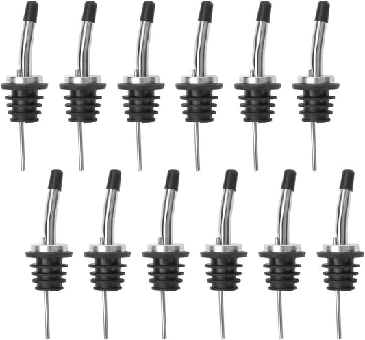 Liquor Pourer, Bottle Pourers for Spirits, 12-Pack Stainless Steel Freeflow Liquor Speed Pourers with Rubber Dust Caps – Tapered Spout for Wine, Whiskey, Gin, Vodka, and More – Reusable & Durable - Premium Kitchen from Chabrias Ltd - Just £9.02! Shop now at Chabrias Ltd