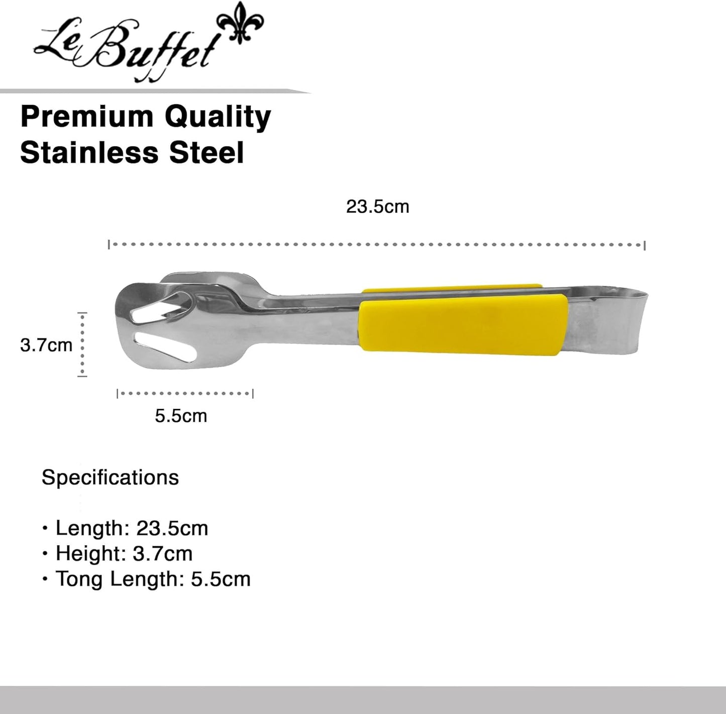 Le Buffet Stainless Steel Serving Tongs Set – Colour Coded Handles (Black, Yellow, Green) - Premium Kitchen from Chabrias Ltd - Just £25.99! Shop now at Chabrias Ltd