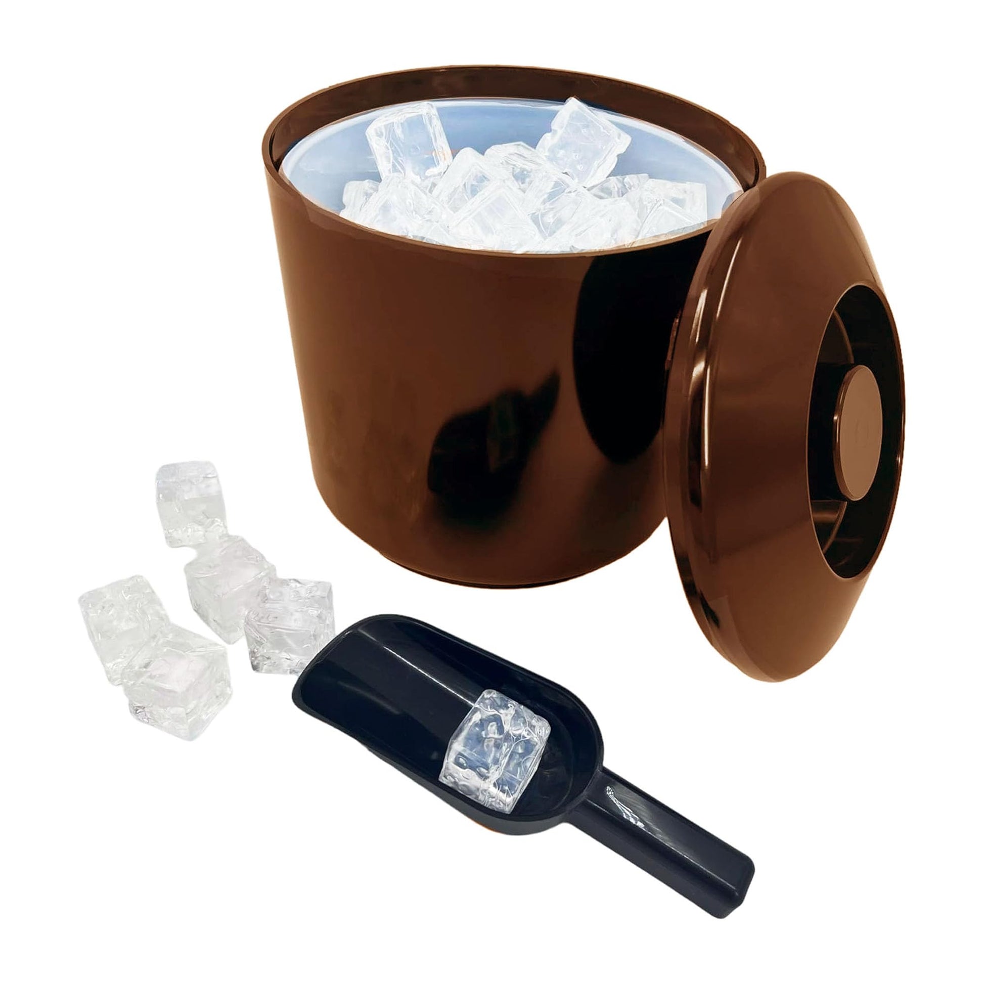 4 Litre Round Plastic Ice Bucket With Lid Double Walled Insulation Brown - Premium Barcode from Chabrias Ltd - Just £13.29! Shop now at Chabrias Ltd