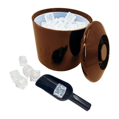 4 Litre Round Plastic Ice Bucket With Lid Double Walled Insulation Brown - Premium Barcode from Chabrias Ltd - Just £13.29! Shop now at Chabrias Ltd