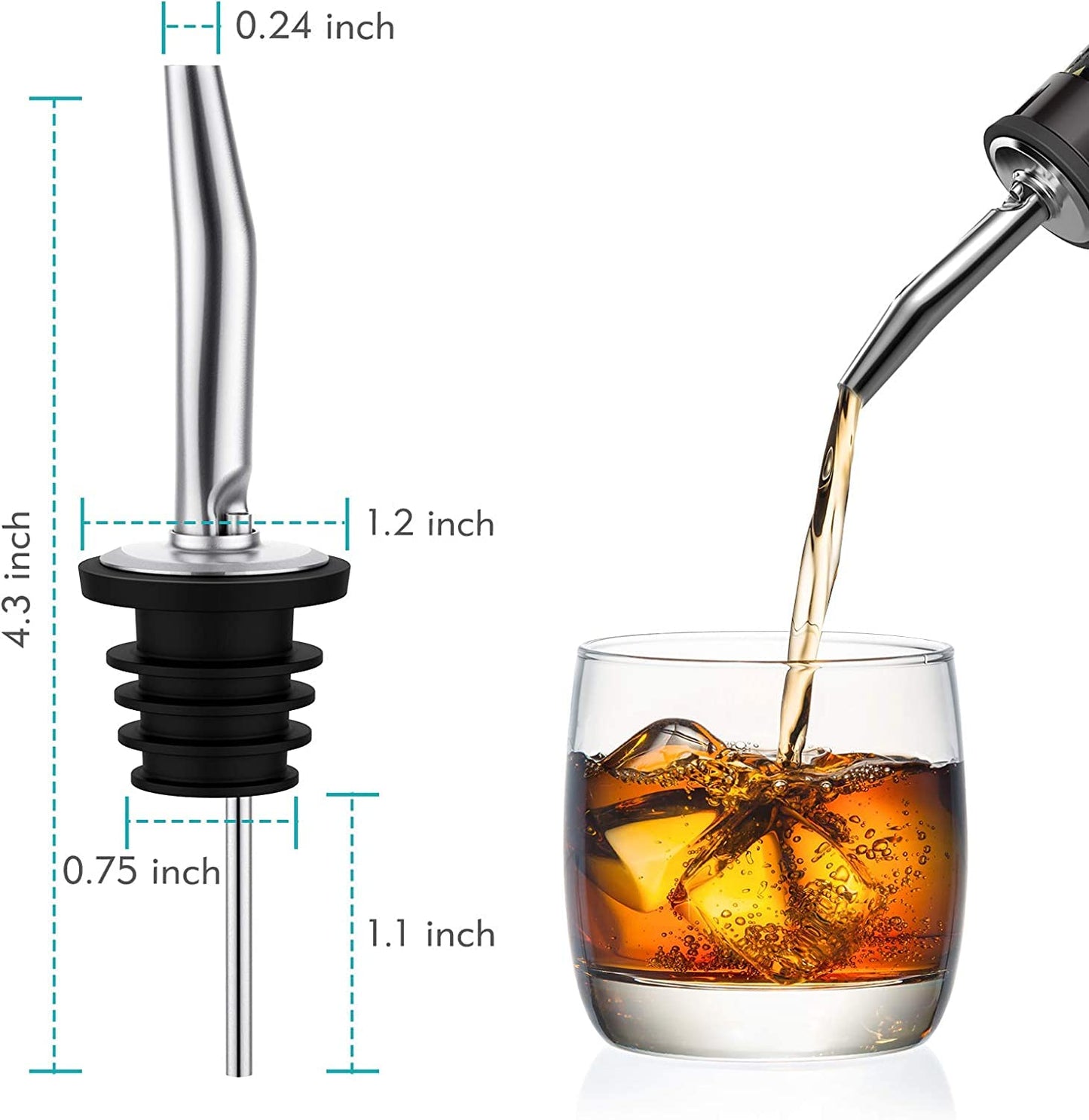 Chabrias Ltd Stainless Steel Fast Free Flow Liquor Spirits Pourer Speed Pourers Wine Bottle Spirits Pourers Tapered Spout for Olive Oil Coffee Syrup Vinegar Bottles