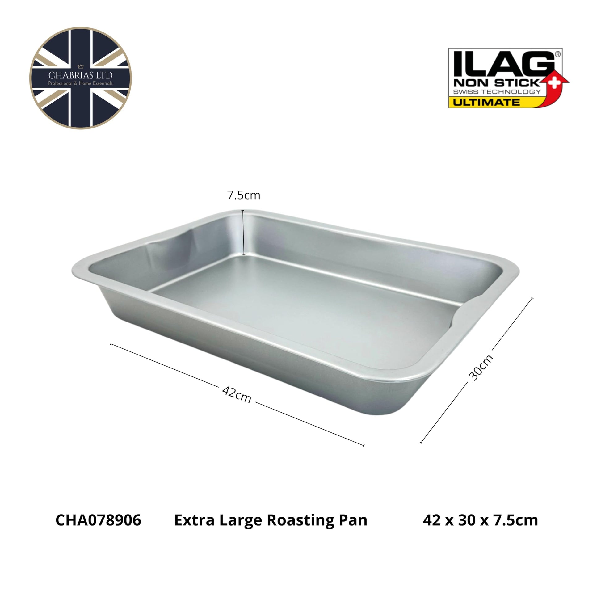 Chabrias Professional Silver Non Stick Bakeware with ILAG Ultimate Coating UK Made - Premium Kitchen from Chabrias Ltd - Just £9.49! Shop now at Chabrias Ltd