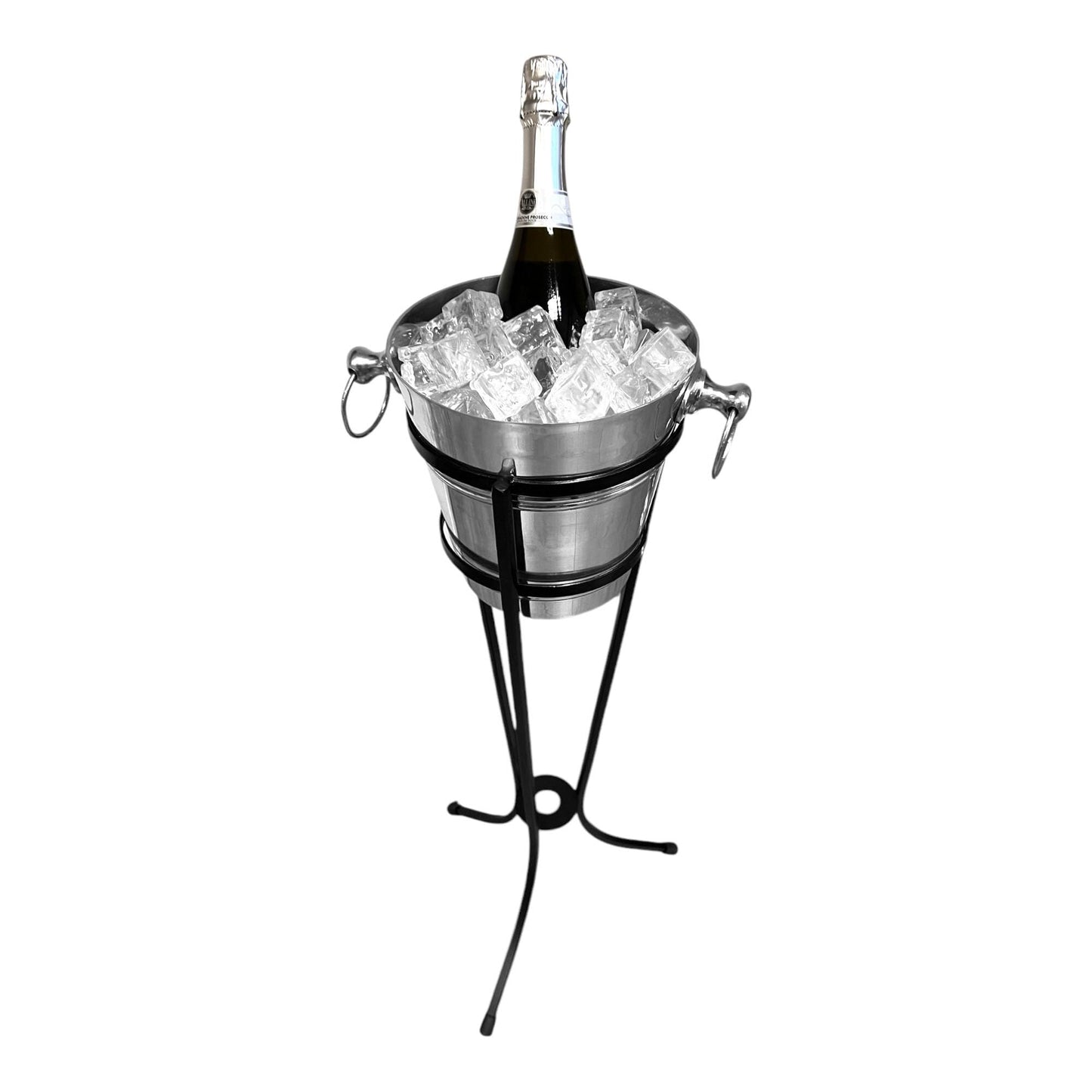 Chabrias Ltd Aluminium Champagne Bucket 4 Litre with Wrought Iron Stand | Stylish Bottle Cooler for Wine & Champagne, Ice Bucket, Champagne Cooler, Wine/Prosecco Bucket, Bottle Cooler - Premium Home from Chabrias Ltd - Just £42.74! Shop now at Chabrias Ltd