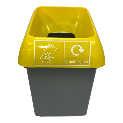 30 Litre Recycling Bin With Yellow Lid & Mixed Textiles Sticker Included - Premium BISS from Chabrias Ltd - Just £23.99! Shop now at Chabrias Ltd