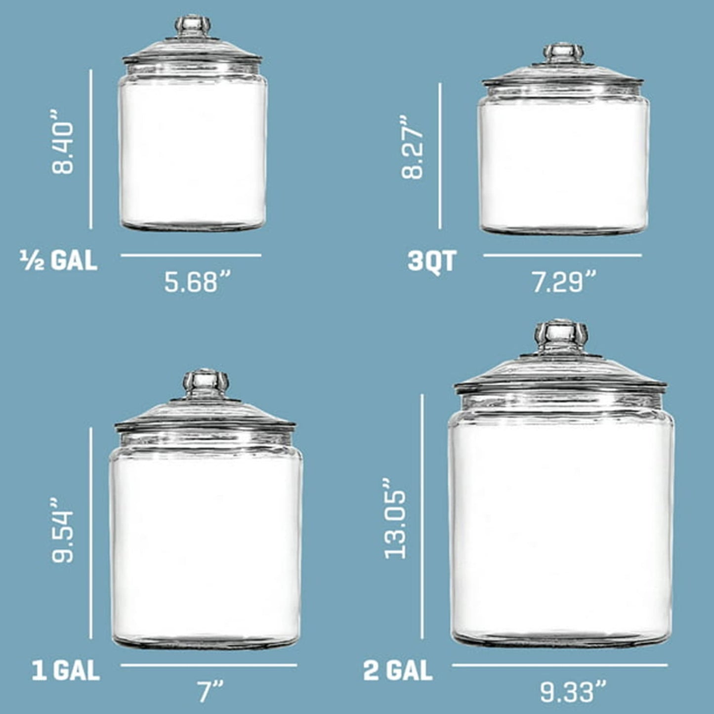 Anchor Hocking Heritage Hill Glass 0.5 Gallon Storage Jar, Set of 2 - Premium Kitchen from Chabrias Ltd - Just £49.99! Shop now at Chabrias Ltd