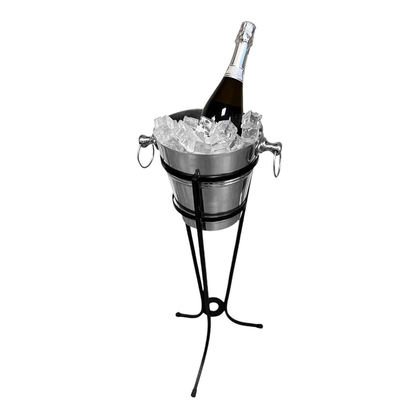 Chabrias Ltd Aluminium Champagne Bucket 4 Litre with Wrought Iron Stand | Stylish Bottle Cooler for Wine & Champagne, Ice Bucket, Champagne Cooler, Wine/Prosecco Bucket, Bottle Cooler - Premium Home from Chabrias Ltd - Just £42.74! Shop now at Chabrias Ltd