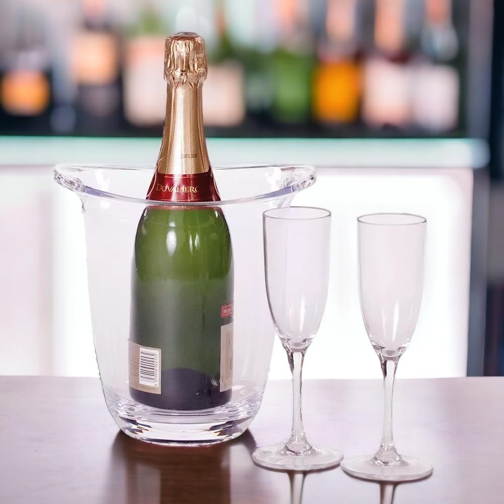 Chabrias Ltd Acrylic Champagne Wine Bucket Cooler with Integrated Hole Handles – Stylish Angled Ice Bucket for Champagne, Wine, Water Bottles – Ideal for Home, Dinner Parties, or Professional Use - Premium Kitchen from Chabrias Ltd - Just £9.49! Shop now at Chabrias Ltd