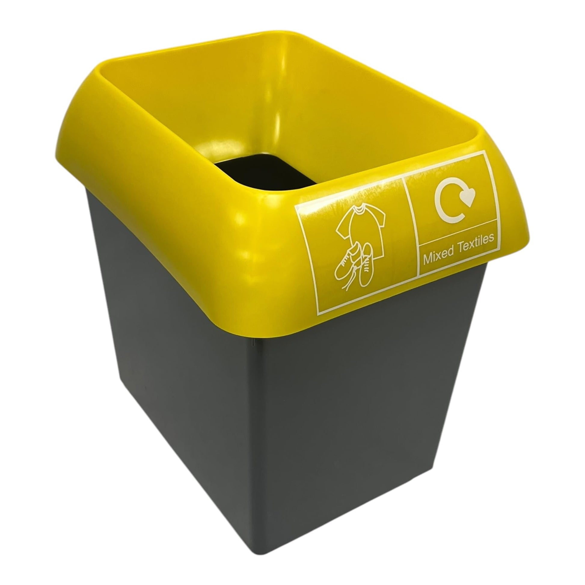 30 Litre Recycling Bin With Yellow Lid & Mixed Textiles Sticker Included - Premium BISS from Chabrias Ltd - Just £23.99! Shop now at Chabrias Ltd