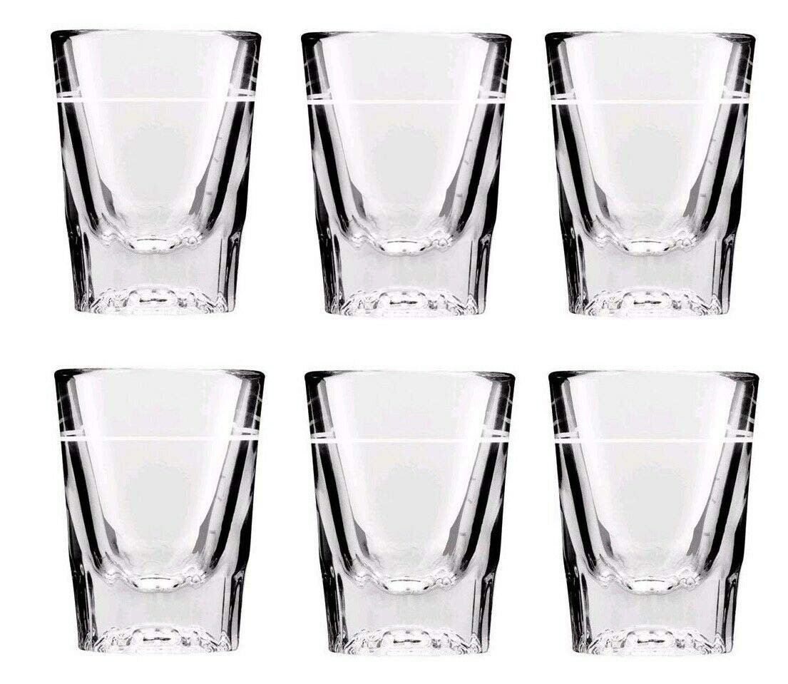 6X Whiskey Shot Vodka Glass 2oz with 1oz Line | Glassware Heavy Strong Base - Premium Kitchen from Anchor Hocking - Just £12.34! Shop now at Chabrias Ltd