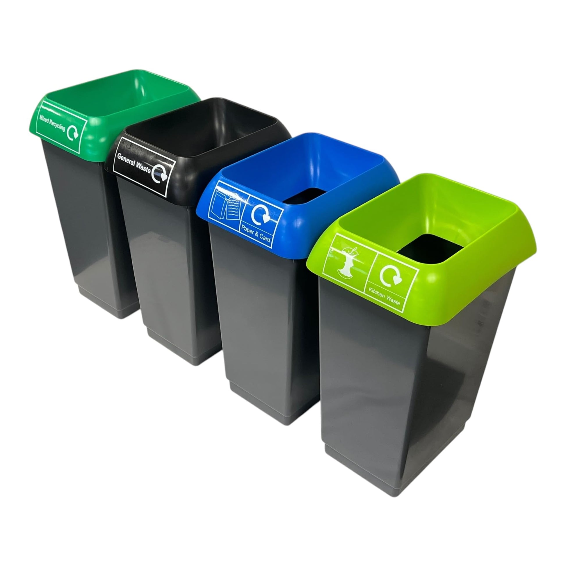 Set of 4, 50 Litre Recycling Bin with Lid & Stickers Included - Premium Bins from Chabrias Ltd - Just £92.99! Shop now at Chabrias Ltd