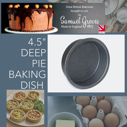 4 x Non-Stick Deep Round Pie Tin (4.5 inch) - Premium Kitchen from Samuel Groves - Just £11.35! Shop now at Chabrias Ltd