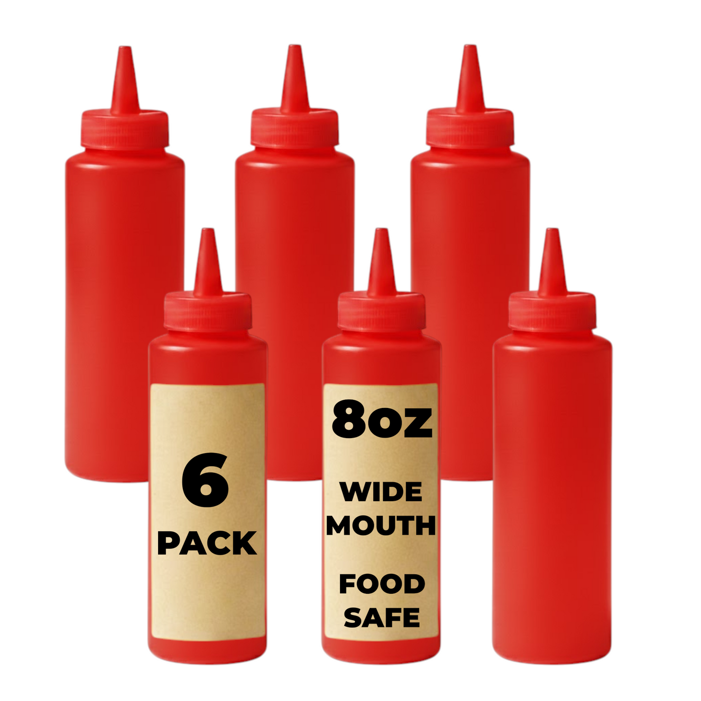 6-Pack 250ml Red Squeeze Bottles - BPA-Free Soft Plastic Condiment Dispensers for Sauces, Oils & Dressings - Premium Home from Chabrias Ltd - Just £6.99! Shop now at Chabrias Ltd
