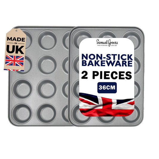 2 x 12 Hole Yorkshire Pudding / Cake Tray (36cm) - Premium Kitchen from Samuel Groves - Just £11.39! Shop now at Chabrias Ltd