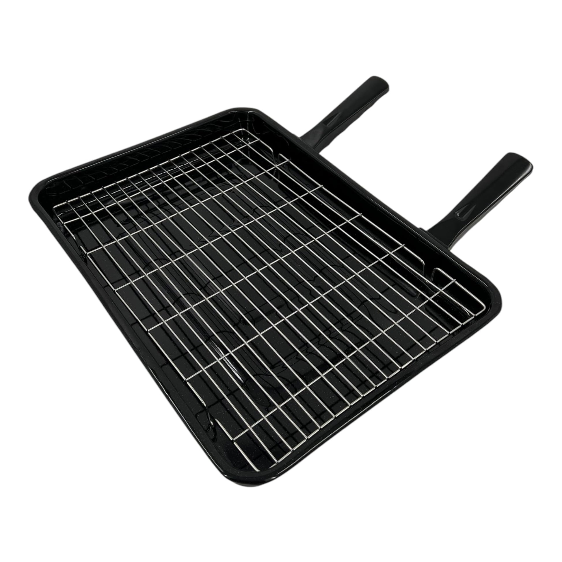 Vitreous Enamel Grill Pan & Handle, Wire Rack UK Made - Premium Kitchen from Samuel Groves - Just £23.99! Shop now at Chabrias Ltd