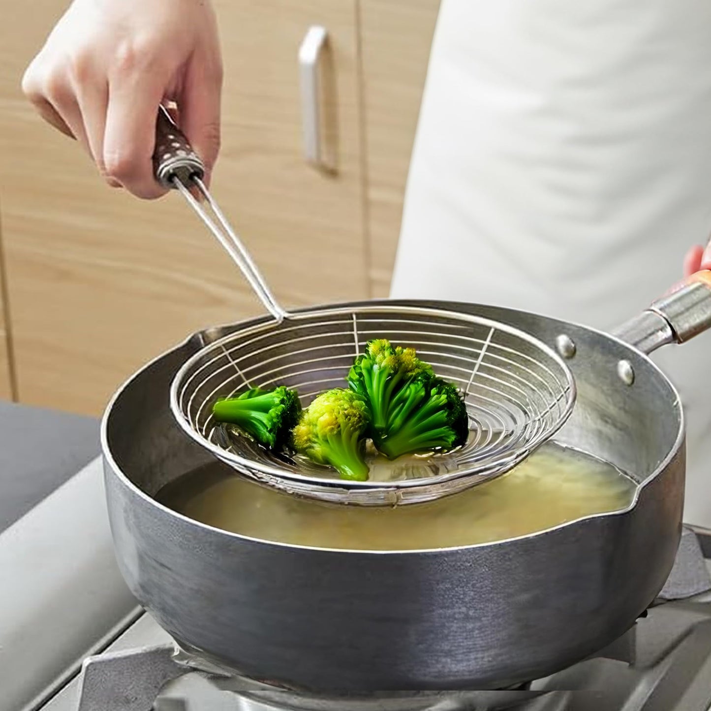 Chabrias Ltd Stainless Steel Strainer Fat Skimmer Ladle with Ergonomic Handle Wire Skimmer Spoon with Spider Mesh Filter for Frying, Straining, and Skimming – Heavy Duty - Premium Kitchen from Chabrias Ltd - Just £6.99! Shop now at Chabrias Ltd