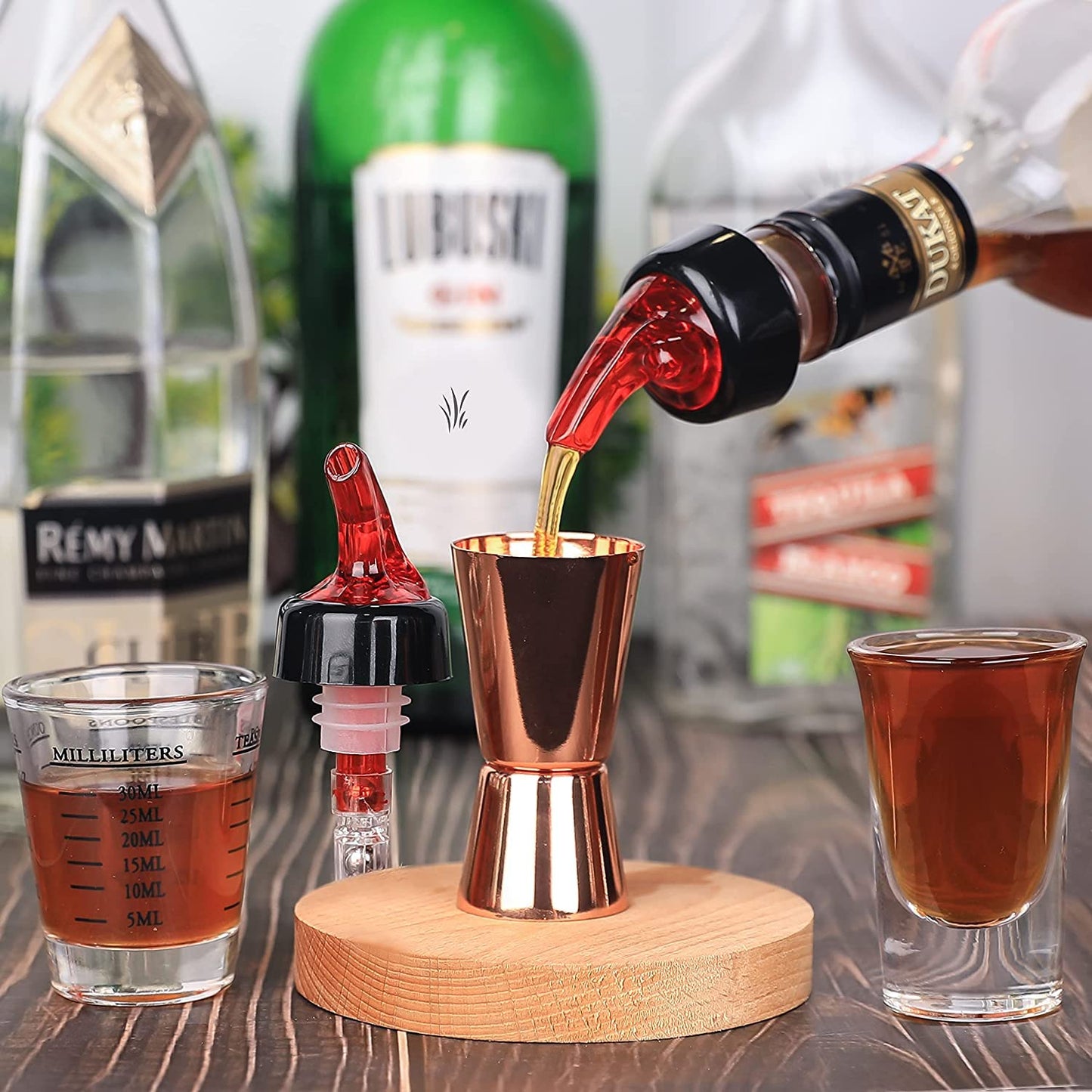 Bottle Pourers, Quick Shot Spirit Measure Pourer Spouts Drinks Wine Cocktail Alcohol Automatic Dispenser Home Bar Tools Made in England by Chabrias (12 x 30ml, Red) - Premium Kitchen from Chabrias Ltd - Just £21.84! Shop now at Chabrias Ltd