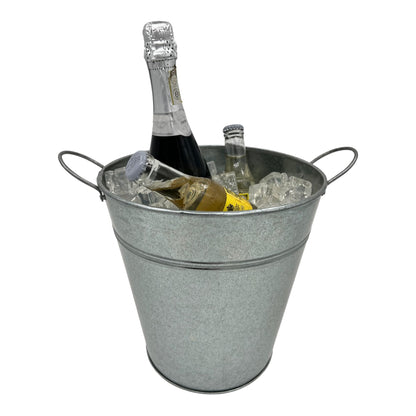 Galvanized Ice Bucket - 10" Diameter | Rustic Vintage Design | Premium Quality | Two Metal Handles for Easy Mobility - Premium Kitchen from Chabrias Ltd - Just £9.49! Shop now at Chabrias Ltd