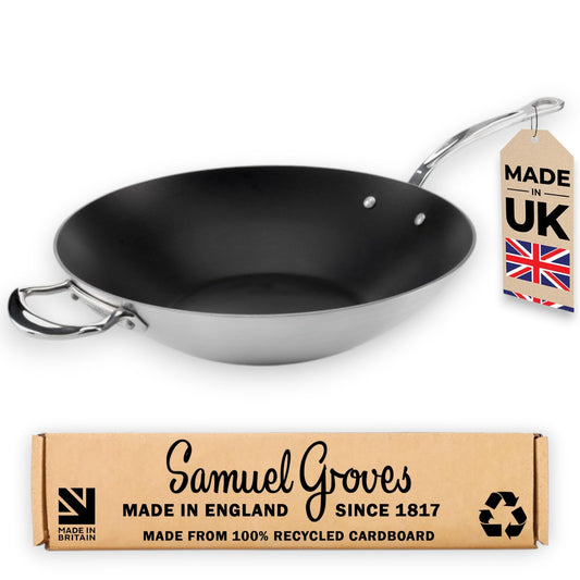 Samuel Groves Classic 40cm NonStick Stainless Steel Triply Wok - Premium Kitchen from Samuel Groves - Just £218.50! Shop now at Chabrias Ltd