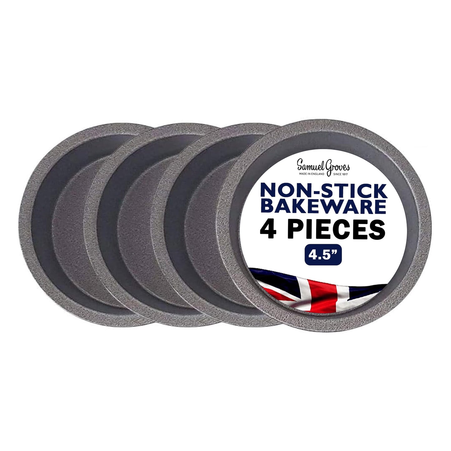 4 x Non-Stick Deep Round Pie Tin (4.5 inch) - Premium Kitchen from Samuel Groves - Just £11.35! Shop now at Chabrias Ltd