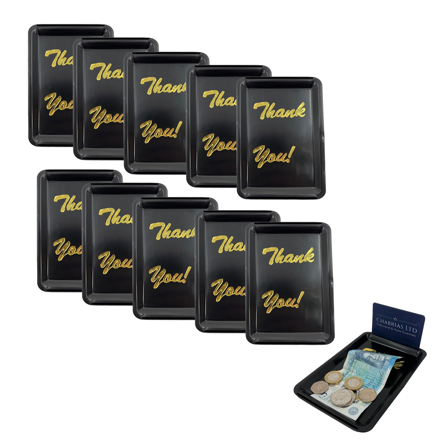 Chabrias Ltd Pack of 10 Plastic Rectangle Tip Trays - Professional Bill Presenter for Bars, Restaurants, and Hotels - Premium Home from Chabrias Ltd - Just £12.34! Shop now at Chabrias Ltd