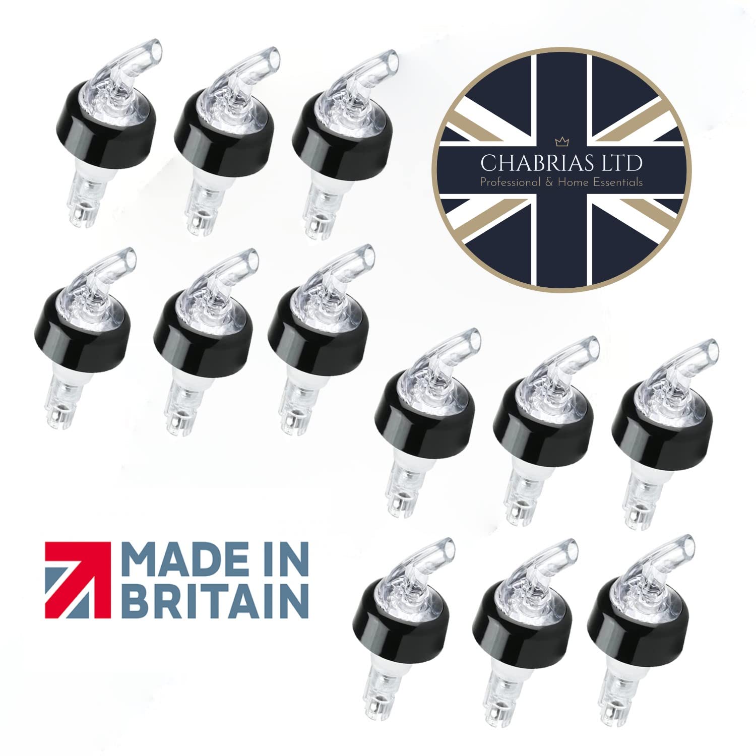 Chabrias Bottle Pourers, Quick Shot Spirit Measure Pourer Spouts Drinks Wine Cocktail Alcohol Automatic Dispenser Home Bar Tools UK Made (12 x 30ml) - Premium Kitchen from Chabrias Ltd - Just £21.84! Shop now at Chabrias Ltd