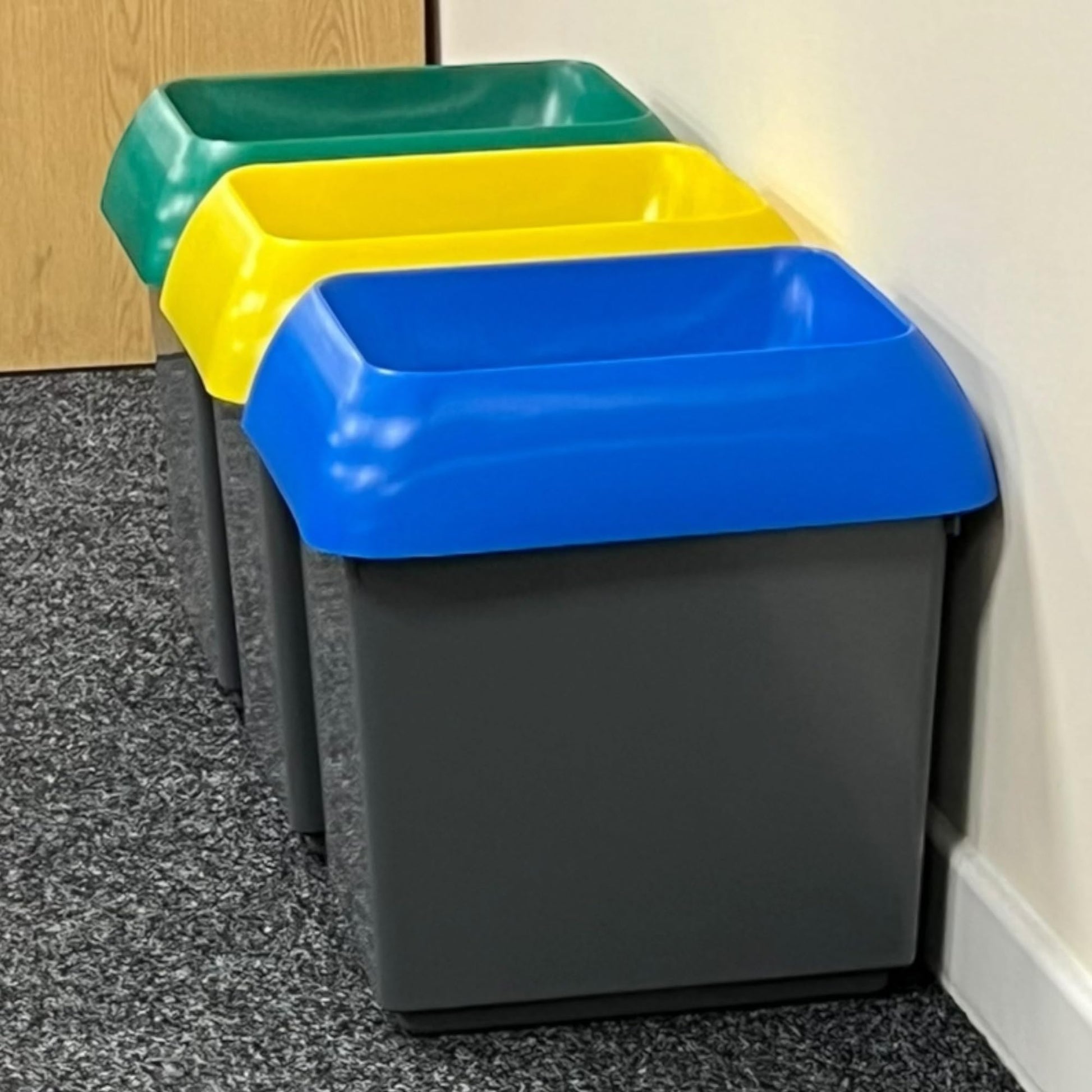 Chabrias Ltd 30 Litre Set of 3 Recycling Waste Bin With Lid & Logo - Made in England From 100% Recycled Plastic - Premium BISS from Chabrias Ltd - Just £69.99! Shop now at Chabrias Ltd