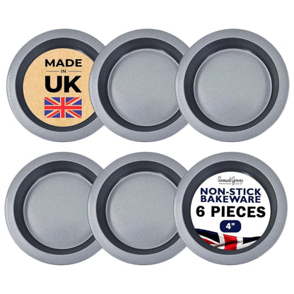 6 x Non-Stick Mini Pie Tins (4”) - Premium Kitchen from Samuel Groves - Just £8.99! Shop now at Chabrias Ltd