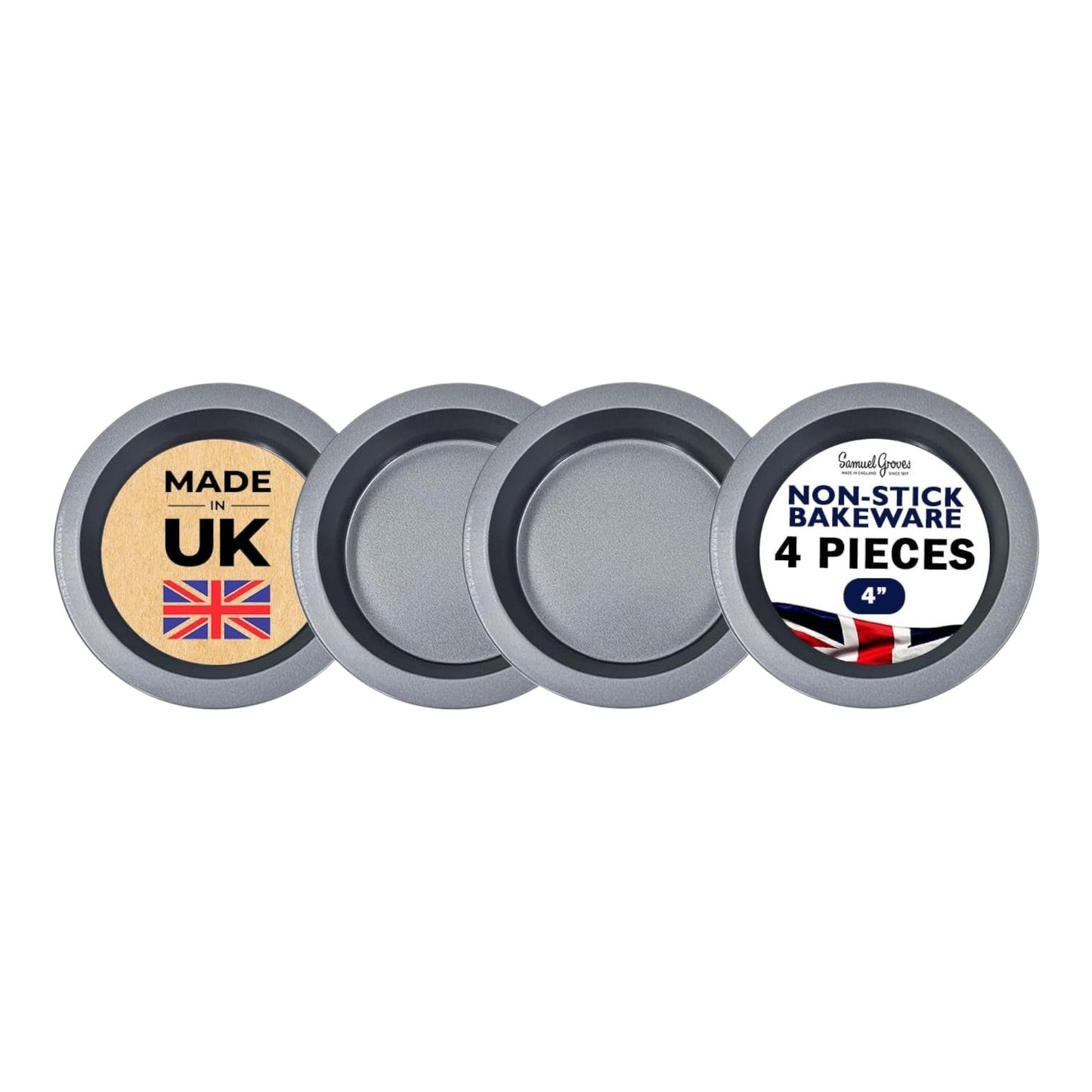 4 x Non-Stick Mini Pie Tins (4”) - Premium Kitchen from Samuel Groves - Just £8.54! Shop now at Chabrias Ltd