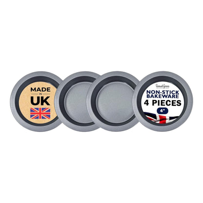 4 x Non-Stick Mini Pie Tins (4”) - Premium Kitchen from Samuel Groves - Just £8.54! Shop now at Chabrias Ltd