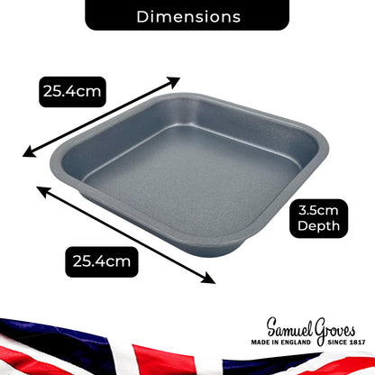 2 x Non-Stick Square Sandwich Cake Tin (25cm) - Premium Kitchen from Samuel Groves - Just £14.24! Shop now at Chabrias Ltd