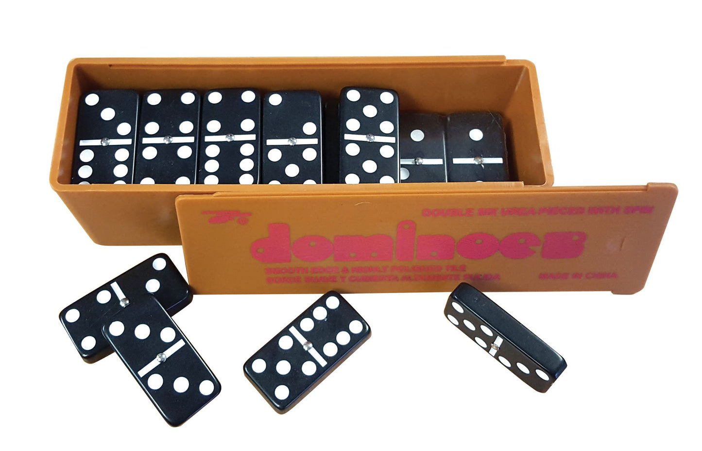 Chabrias Ltd Dominoes- Double Six Plastic White Spots Spinners - Premium Toy from Chabrias Ltd - Just £9.49! Shop now at Chabrias Ltd